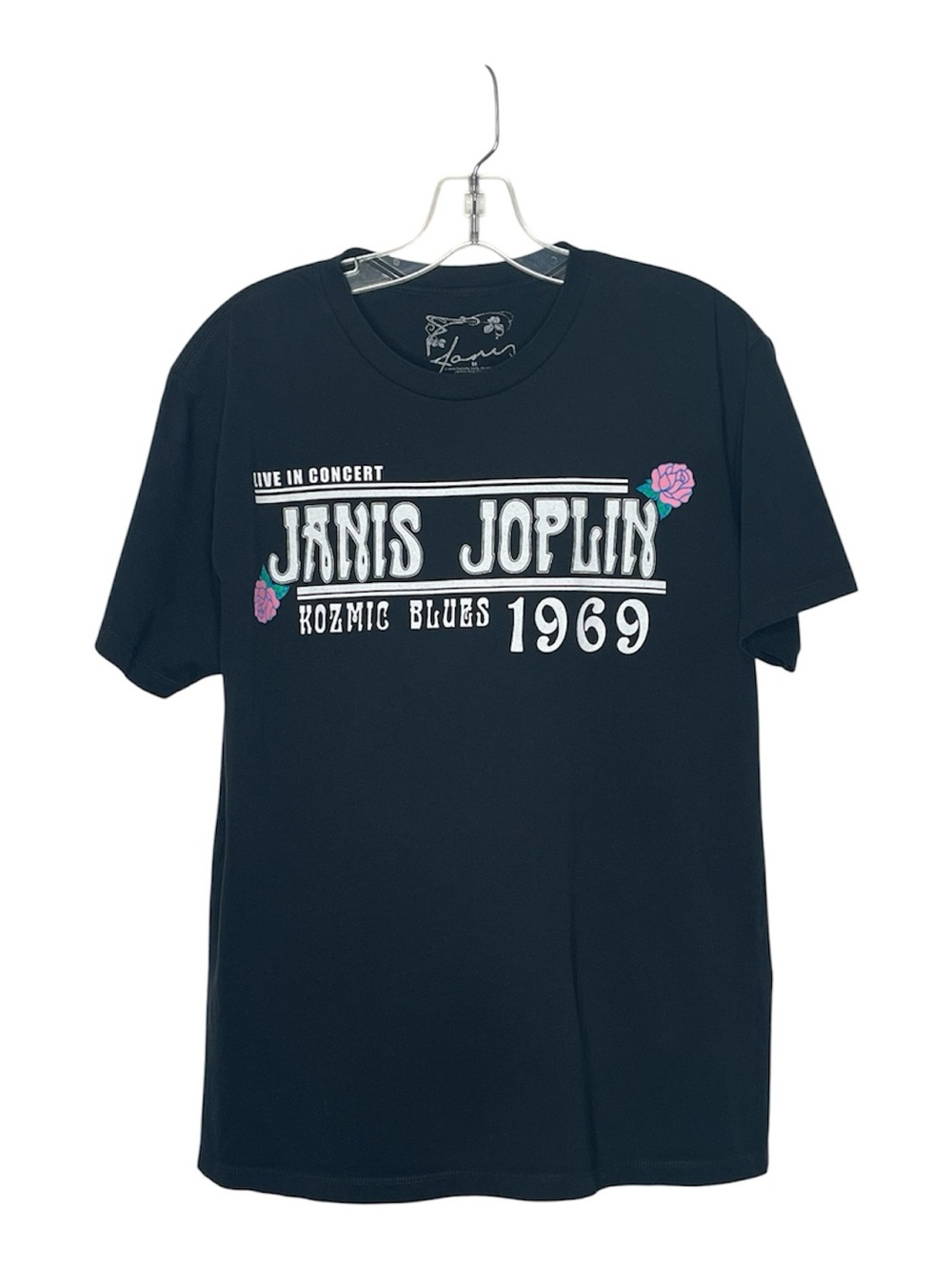 Janis Joplin 1969 Kozmic Blues Black Graphic Tee Size M